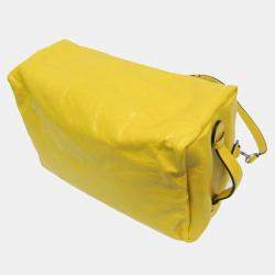 Gucci Yellow Leather Interlocking G Boston Bag