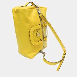 Gucci Yellow Leather Interlocking G Boston Bag
