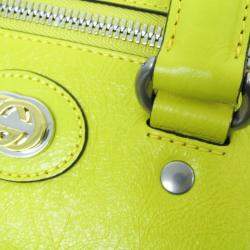 Gucci Yellow Leather Interlocking G Boston Bag