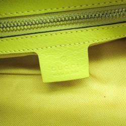 Gucci Yellow Leather Interlocking G Boston Bag