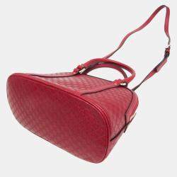 مملوكة مسبقًا Gucci Red Leather Microguccissima Shoulder Bag