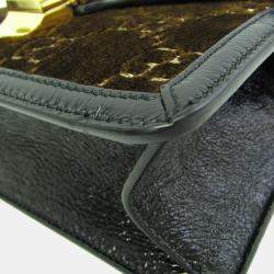 Gucci Black Dark Brown Leather and Suede Sherry Sylvie Shoulder Bag