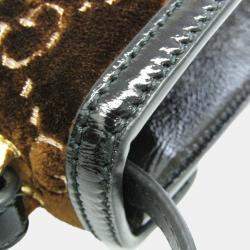 Gucci Black Dark Brown Leather and Suede Sherry Sylvie Shoulder Bag