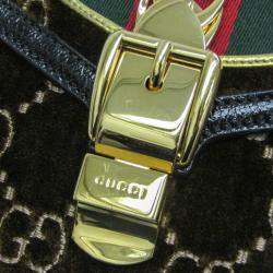 Gucci Black Dark Brown Leather and Suede Sherry Sylvie Shoulder Bag