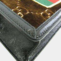 Gucci Black Dark Brown Leather and Suede Sherry Sylvie Shoulder Bag