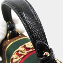 Gucci Black Dark Brown Leather and Suede Sherry Sylvie Shoulder Bag