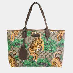 Gucci GG Supreme Leather Tiger Tote Bag