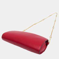 Pre Owned Gucci Red Leather Zumi Chain Shoulder Bag 
