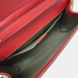 Pre Owned Gucci Red Leather Zumi Chain Shoulder Bag 