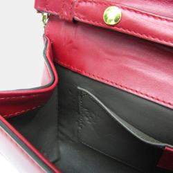 Pre Owned Gucci Red Leather Zumi Chain Shoulder Bag 
