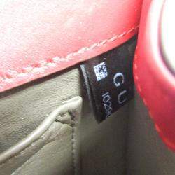 Pre Owned Gucci Red Leather Zumi Chain Shoulder Bag 
