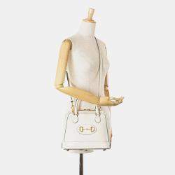 Pre Owned Gucci Cream Small Leather Horsebit 1955 Satchel