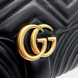 Pre Owned Gucci Black Leather Marmont Clutch