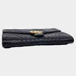 Pre Owned Gucci Black Leather Marmont Clutch