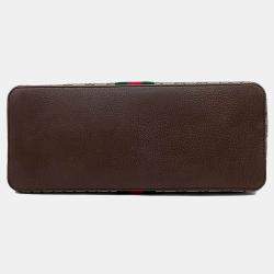 Gucci Beige Brown Fabric Ophidia medium top handle bag