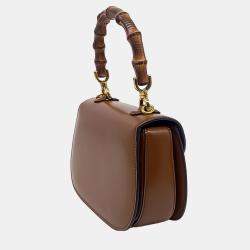 Gucci Brown Leather Bamboo 1947 Small Top Handle Bag