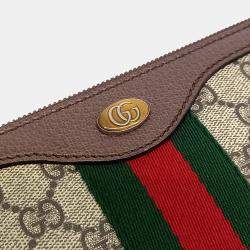 Gucci Beige Brown Canvas and Leather Supreme Portfolio Clutch