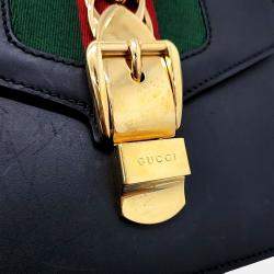 Gucci Black Leather Sylvie Mini Tote and Crossbody Bag