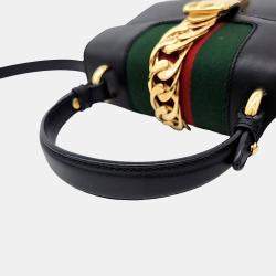 Gucci Black Leather Sylvie Mini Tote and Crossbody Bag