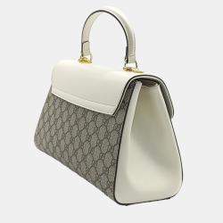 Gucci Beige Cream Canvas and Leather Horsebit 1955 Tote and Shoulder Bag
