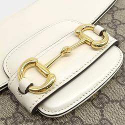 Gucci Beige Cream Canvas and Leather Horsebit 1955 Tote and Shoulder Bag