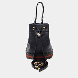 Gucci Black Leather Ophidia small bucket bag