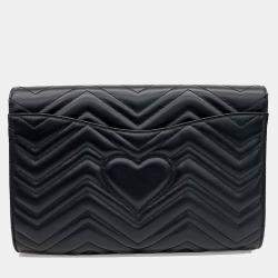 Pre Owned Gucci Black Leather Marmont Matelasse Clutch