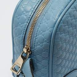 Gucci Light Blue Microguccissima Leather Bree Crossbody Bag