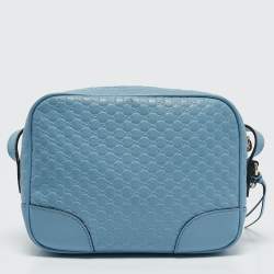 Gucci Light Blue Microguccissima Leather Bree Crossbody Bag
