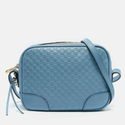 Gucci Light Blue Microguccissima Leather Bree Crossbody Bag