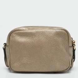 Pre Owned Gucci Metallic Beige Leather Small Soho Disco Crossbody Bag
