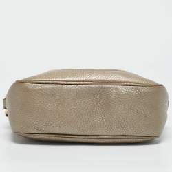 Pre Owned Gucci Metallic Beige Leather Small Soho Disco Crossbody Bag