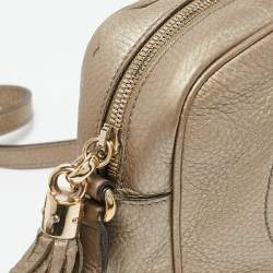 Pre Owned Gucci Metallic Beige Leather Small Soho Disco Crossbody Bag