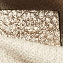 Pre Owned Gucci Metallic Beige Leather Small Soho Disco Crossbody Bag