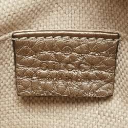 Pre Owned Gucci Metallic Beige Leather Small Soho Disco Crossbody Bag