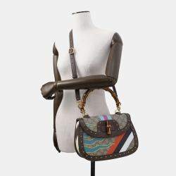 Gucci Multicolor PVC Leather GG Supreme Bamboo Top Handle Bag 