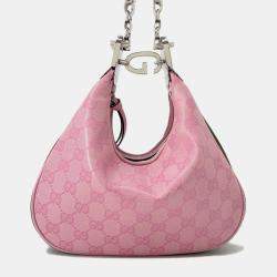 Pre Owned Gucci  Pink Pvc Canvas Attach Hobo Bag