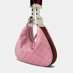 Pre Owned Gucci  Pink Pvc Canvas Attach Hobo Bag
