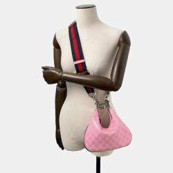Pre Owned Gucci  Pink Pvc Canvas Attach Hobo Bag