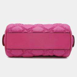 Gucci Pink Nylon Leather GG Matelasse Mini Travel Bag 
