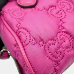 Gucci Pink Nylon Leather GG Matelasse Mini Travel Bag 