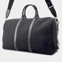 Gucci Black  Canvas Leather Jumbo GG Small Duffle Bag 