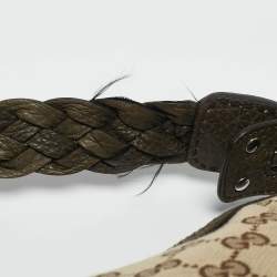 Pre Owned Gucci Beige/Khaki GG Canvas Bamboo Bar Hobo