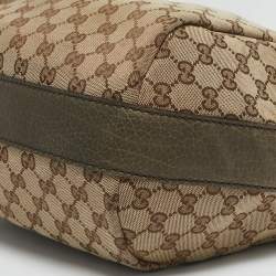 Pre Owned Gucci Beige/Khaki GG Canvas Bamboo Bar Hobo