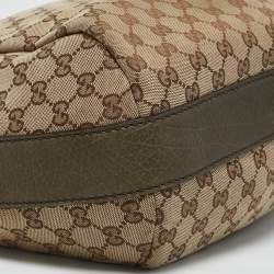 Pre Owned Gucci Beige/Khaki GG Canvas Bamboo Bar Hobo