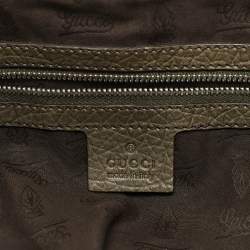Pre Owned Gucci Beige/Khaki GG Canvas Bamboo Bar Hobo