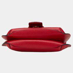 Pre Owned Gucci Red Leather GG Marmont Animalier Crossbody