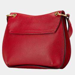 Pre Owned Gucci Red Leather GG Marmont Animalier Crossbody