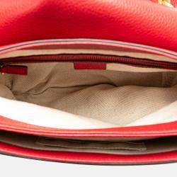 Pre Owned Gucci Red Leather GG Marmont Animalier Crossbody