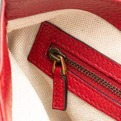 Pre Owned Gucci Red Leather GG Marmont Animalier Crossbody